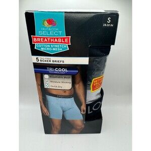 Fruit of the Loom Men's Breath Tri-Cool Boxer Briefs Underwear 5pk size S 28-30